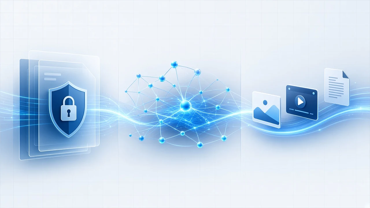 Secure documents connected to image, video and document workflows